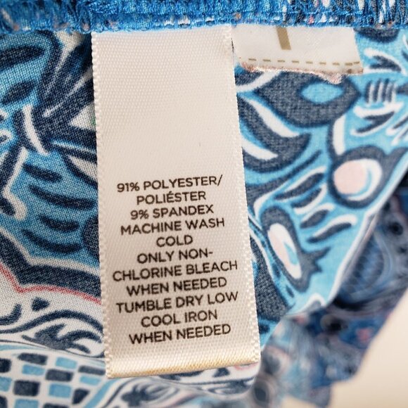 Loft Long Sleeve Shift Dress Blue Mod Retro Tile Print Size XSP XSmall Petite - Picture 8 of 9